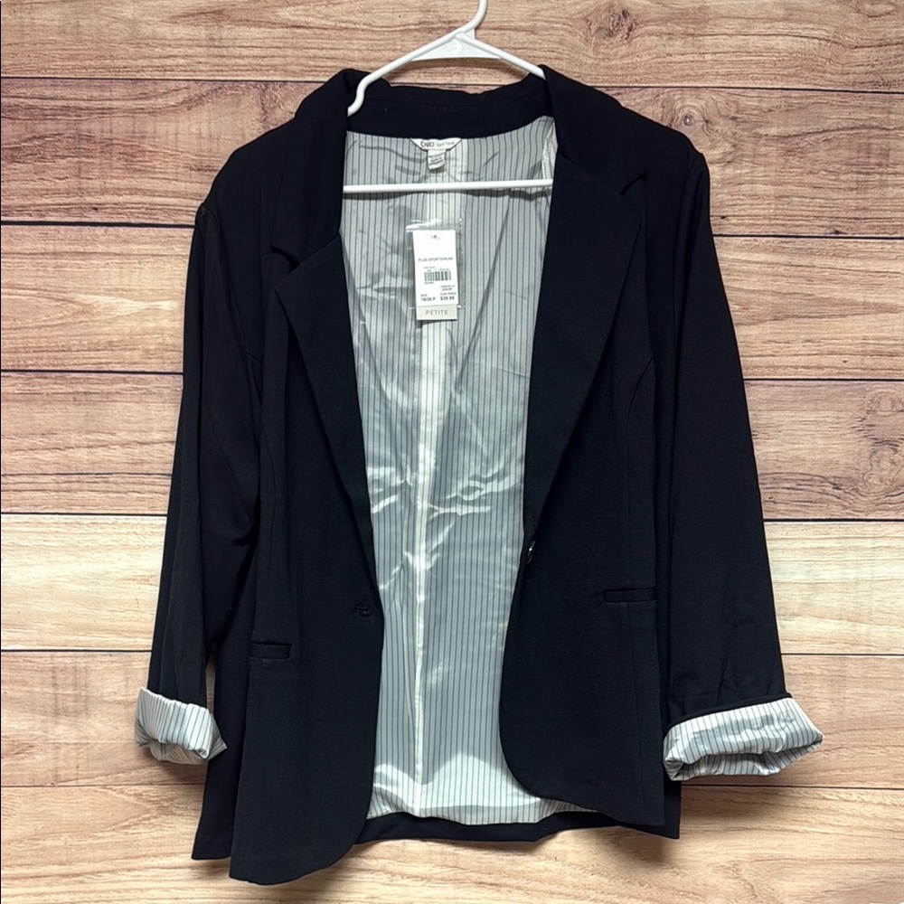 Cato Black Women's Blazer with Striped Lining